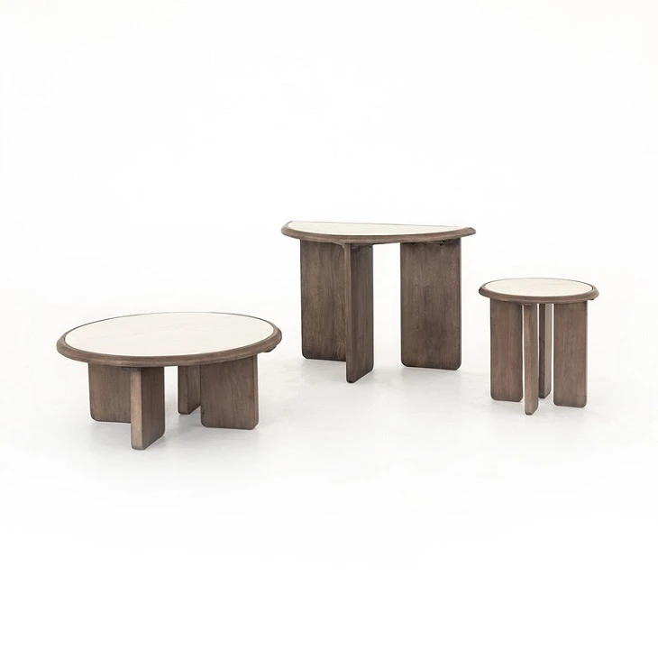 Faux White Marble Round Coffee Table